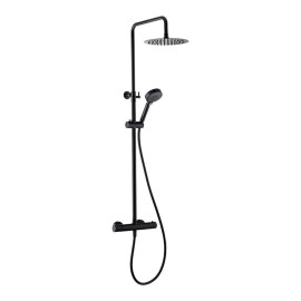 Colonne de douche thermostatique extensible avec pomme ronde Ø25cm noir mat