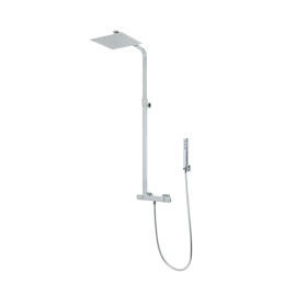 Colonne de douche thermostatique extensible avec douche de tête carrée 25x25 cms