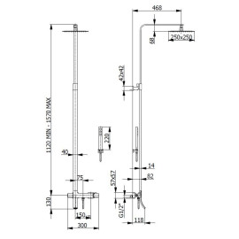 Colonne de baignoire thermostatique et extensible (schéma d'installation)