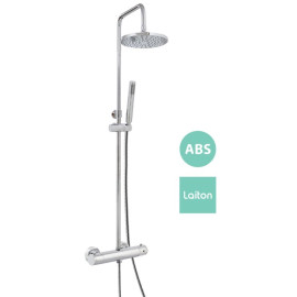 Colonne de douche télescopique thermostatique extensible avec douche de tête ABS ronde Ø20cm, chromé