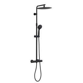 Colonne de douche thermostatique extensible et pomme de douche de 30 cm, noir mat