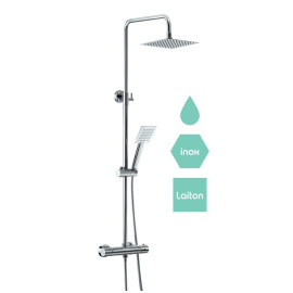 Colonne de douche thermostatique extensible avec douche de tête inox 30x30 cm, chromé